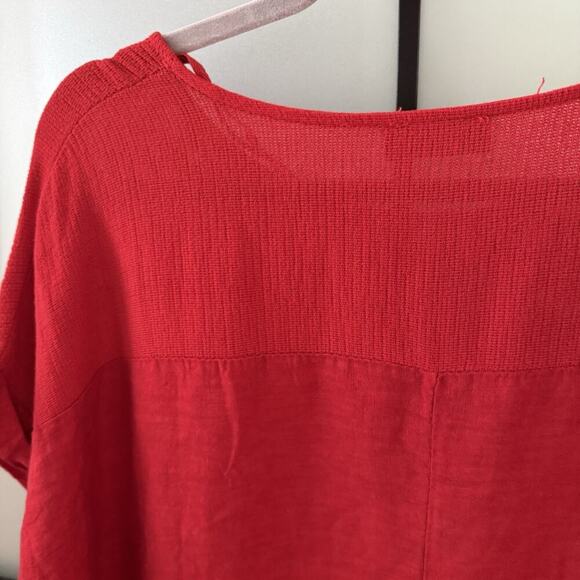 SAIPH LAB Blouse Top Shirt Boho Linen Poppy Red Plus Size 2X Lagenlook Peasant - Picture 7 of 12
